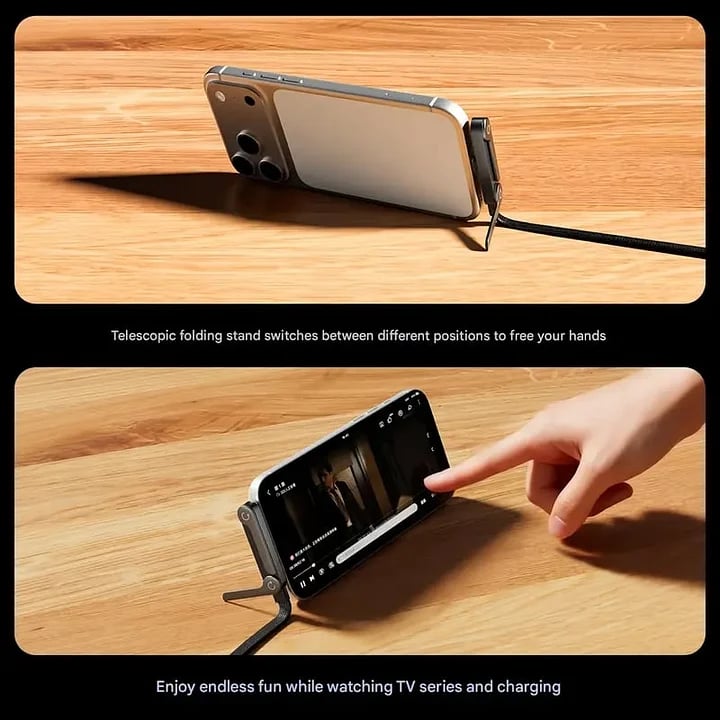 Official Authorized | 2-in-1 Invisible Holder Charger Cable - 240W Fast Charging Cord with Built-In Phone Stand(副本)