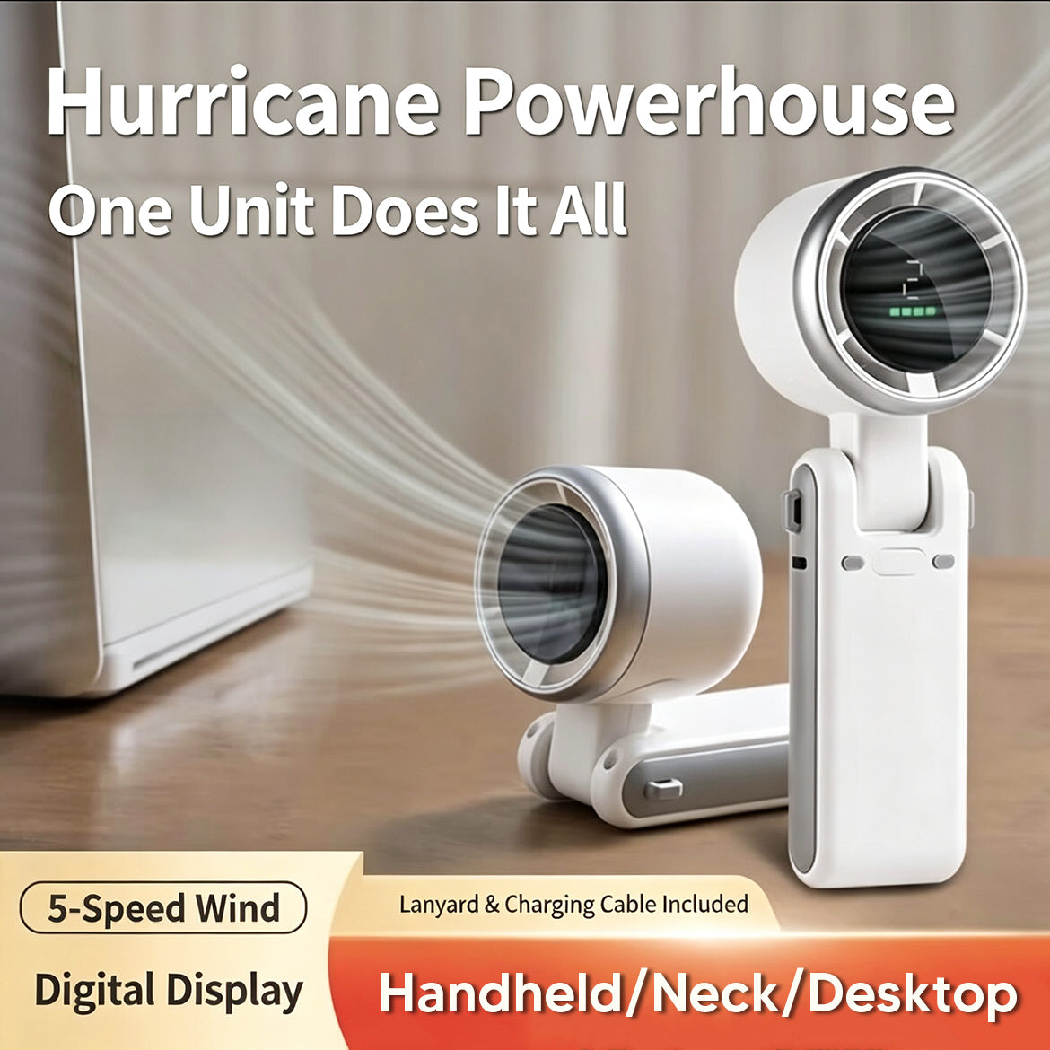 🌞Summer Sale 50% OFF🔥Mini Foldable Pocket Fan with 5-Speed Turbo Airflow & Digital Display ❄️