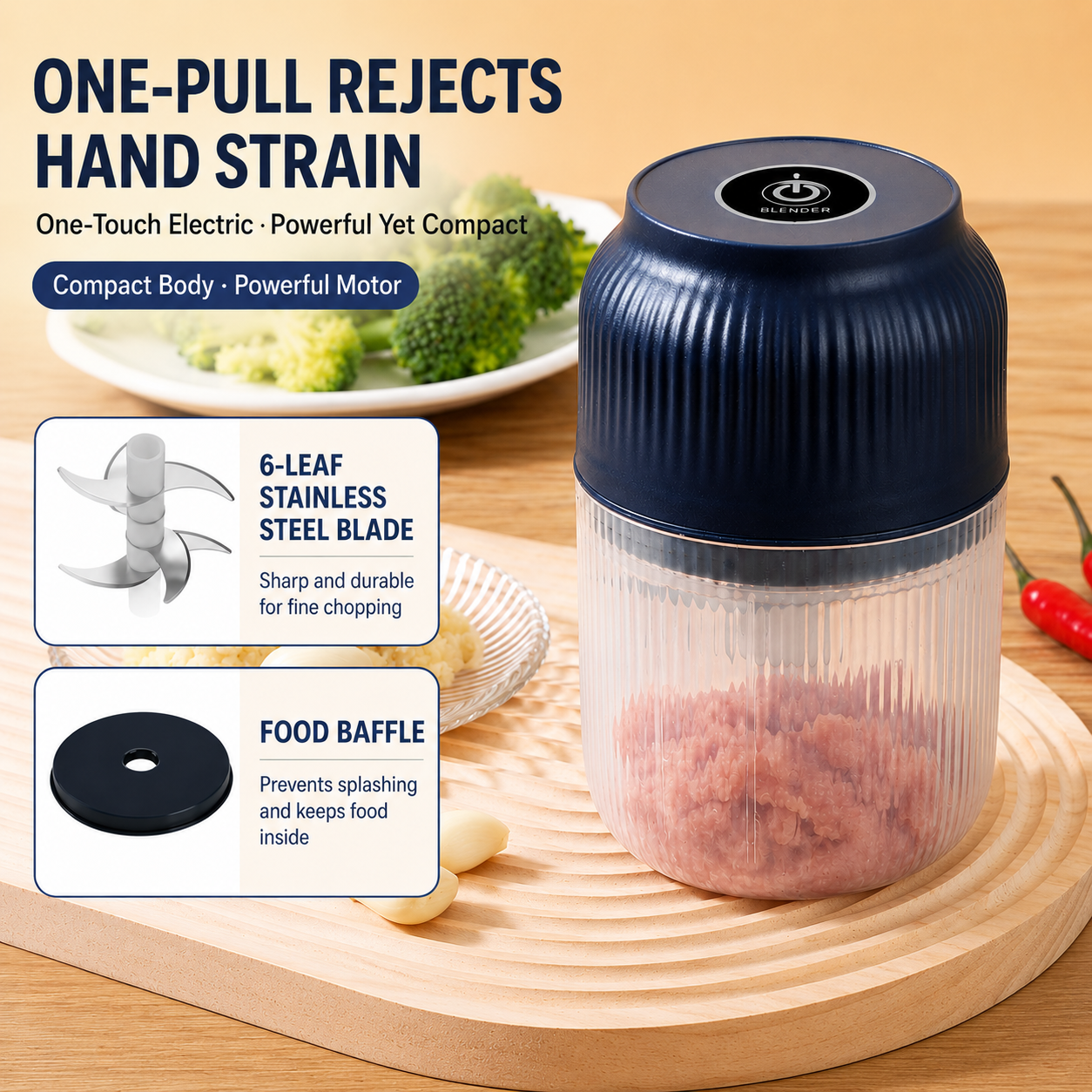 Stop Mincing Garlic Like It’s 1999. One Click, One-Touch Electric Garlic Chopper for Faster, Easier Meal Prep. ⚡🧄