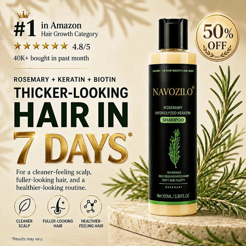 LAST DAY 50% OFF🏆NAVOZILO® Official-Size Rosemary Keratin Scalp Shampoo| Full-size scalp care for thicker-looking, stronger-feeling hair.