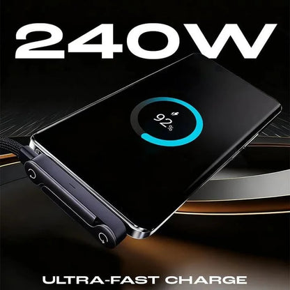 Official Authorized | 2-in-1 Invisible Holder Charger Cable - 240W Fast Charging Cord with Built-In Phone Stand（副本）
