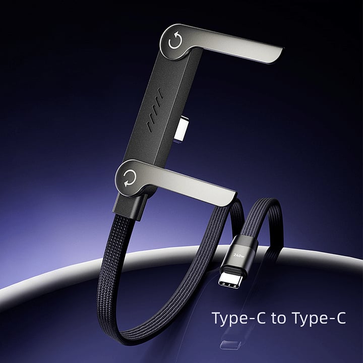 Official Authorized | 2-in-1 Invisible Holder Charger Cable - 240W Fast Charging Cord with Built-In Phone Stand（副本）
