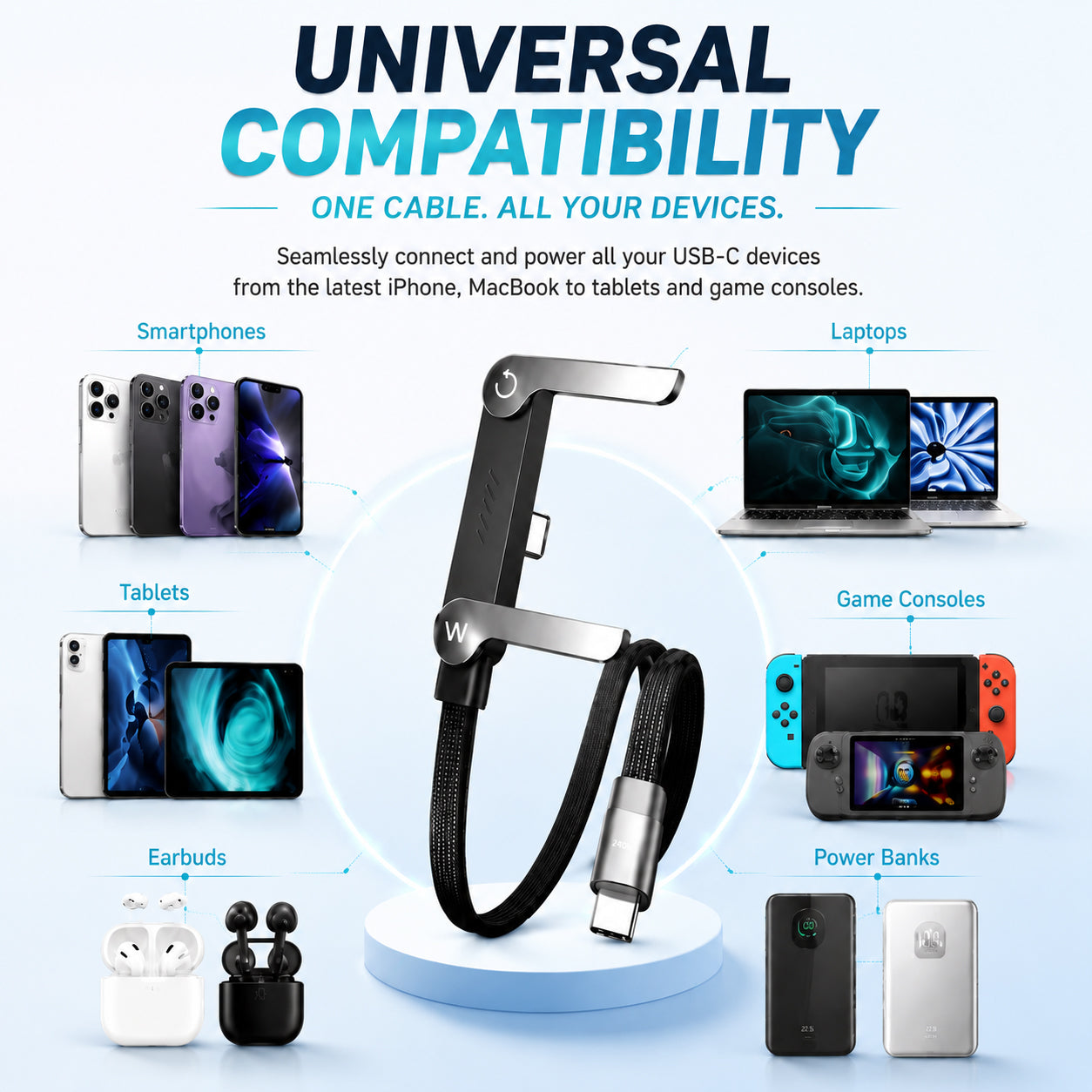 Official Authorized | 2-in-1 Invisible Holder Charger Cable - 240W Fast Charging Cord with Built-In Phone Stand（副本）