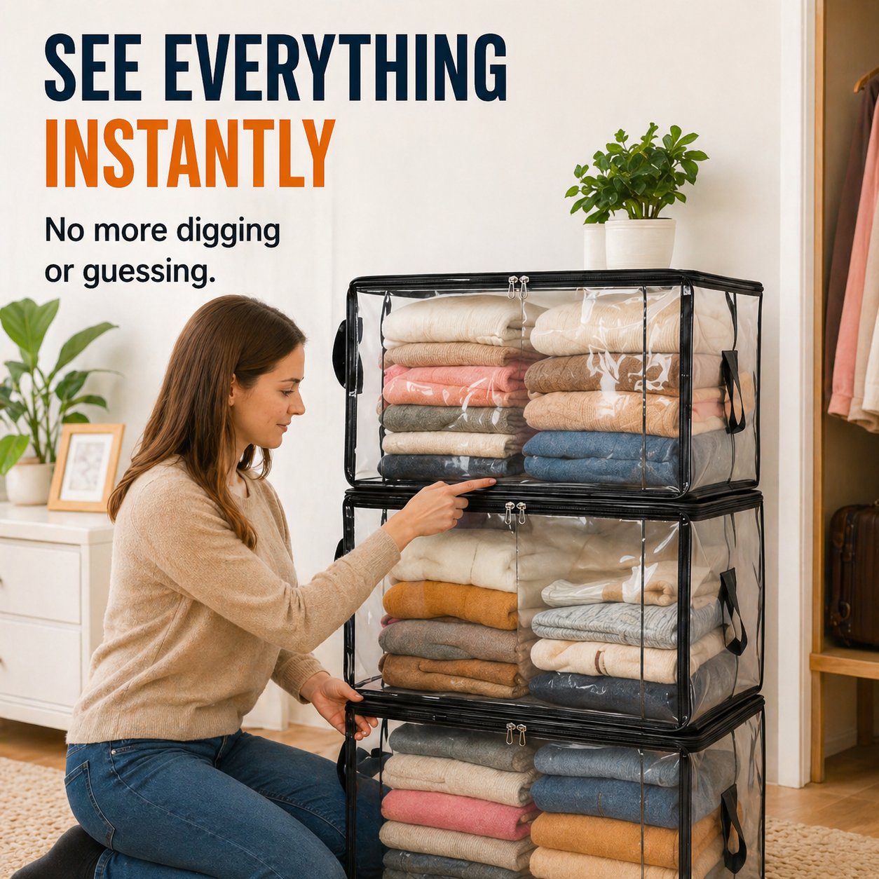 💖LAST DAY 50% OFF ✨📦Lumazilo® Large Heavy-Duty Thick Plastic Clear Storage💕