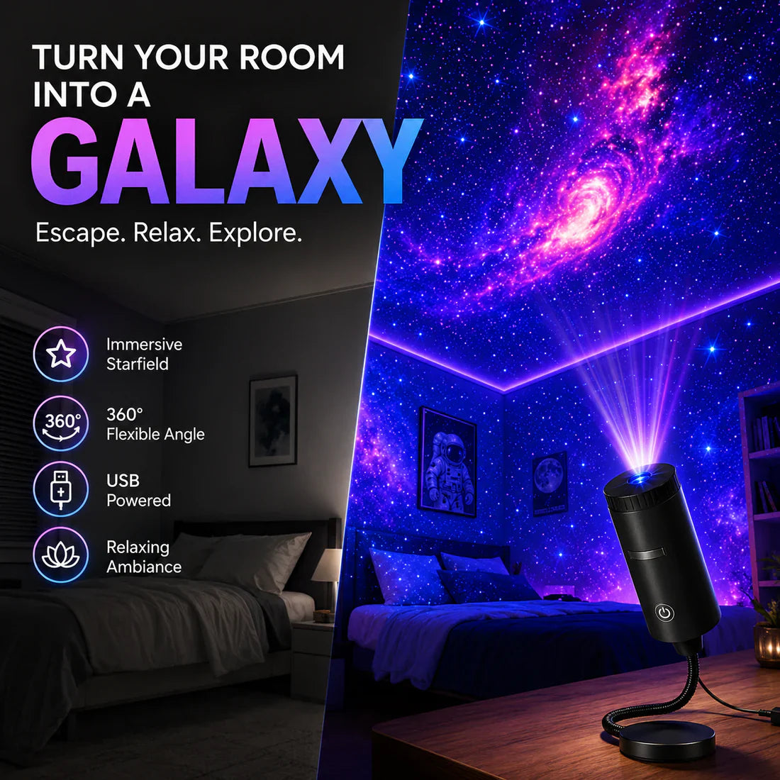 Last day Promotion 🔥-Night Light Projector - Smart Holographic Star Projector